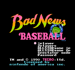 Bad News Baseball (USA) Title Screen